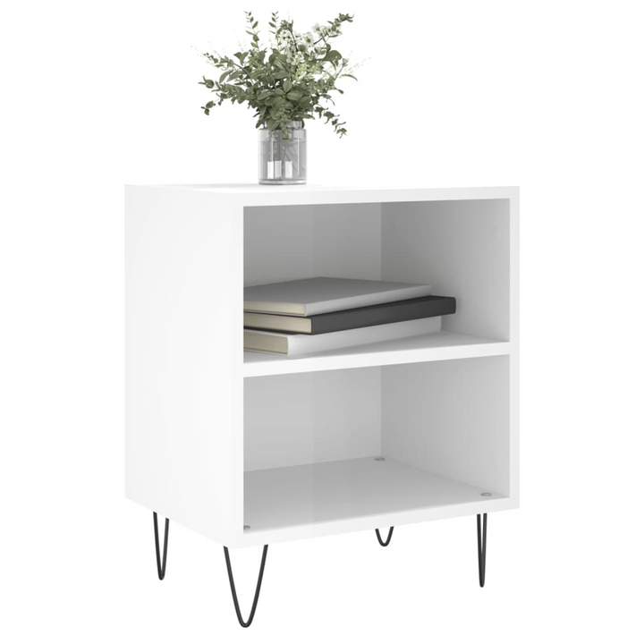 High Gloss White Bedside Cabinet - 2-Compartment Nightstand 40x30x50 cm | Engineered Wood Furniture - Premium  from Home Treasures - Just £33.99! Shop now at Home Treasures