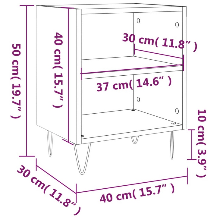 High Gloss White Bedside Cabinet - 2-Compartment Nightstand 40x30x50 cm | Engineered Wood Furniture - Premium  from Home Treasures - Just £33.99! Shop now at Home Treasures