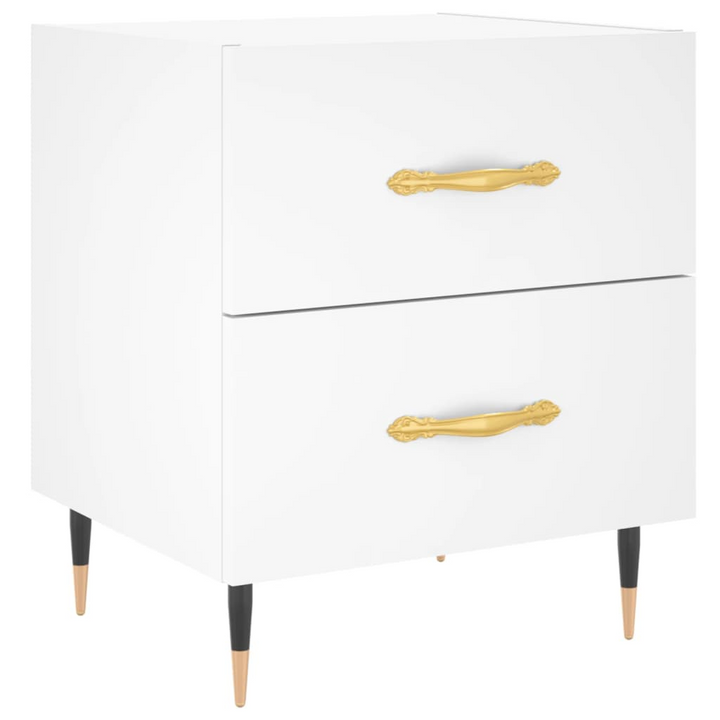 White Bedside Cabinet - Modern 2-Drawer Nightstand - 40x35x47.5 cm - Durable Engineered Wood with Metal Feet - Premium  from Home Treasures - Just £51.99! Shop now at Home Treasures