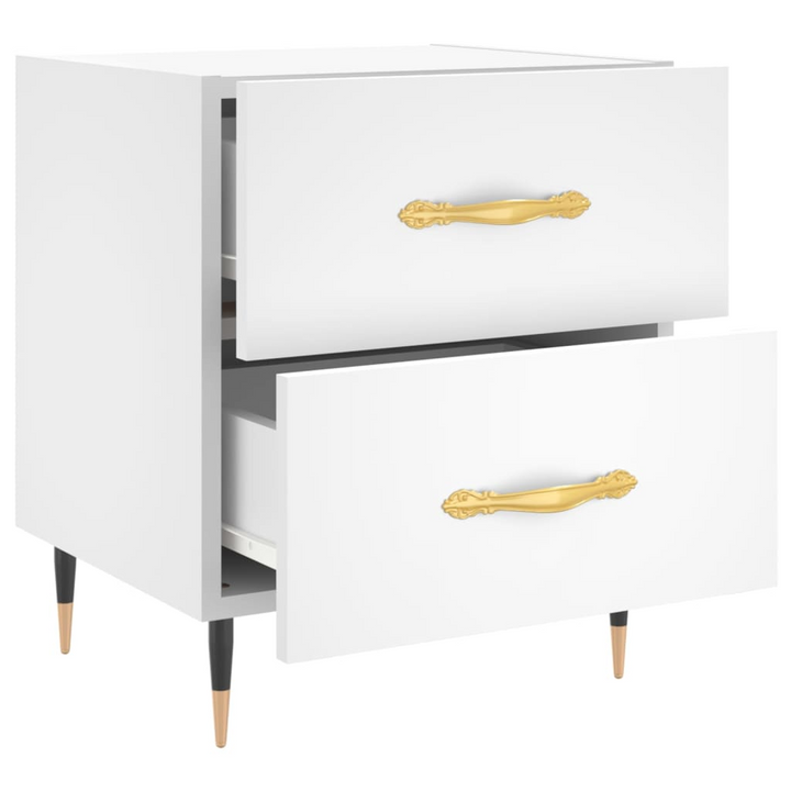 White Bedside Cabinet - Modern 2-Drawer Nightstand - 40x35x47.5 cm - Durable Engineered Wood with Metal Feet - Premium  from Home Treasures - Just £51.99! Shop now at Home Treasures