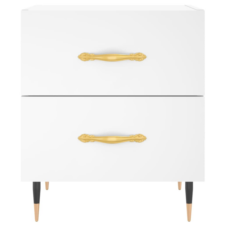 White Bedside Cabinet - Modern 2-Drawer Nightstand - 40x35x47.5 cm - Durable Engineered Wood with Metal Feet - Premium  from Home Treasures - Just £51.99! Shop now at Home Treasures