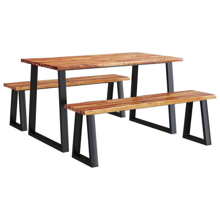 Elegant 3 Piece Dining Set - Live Edge Acacia Wood & Industrial Steel | Perfect for Modern Homes - Premium  from Home Treasures - Just £531.99! Shop now at Home Treasures