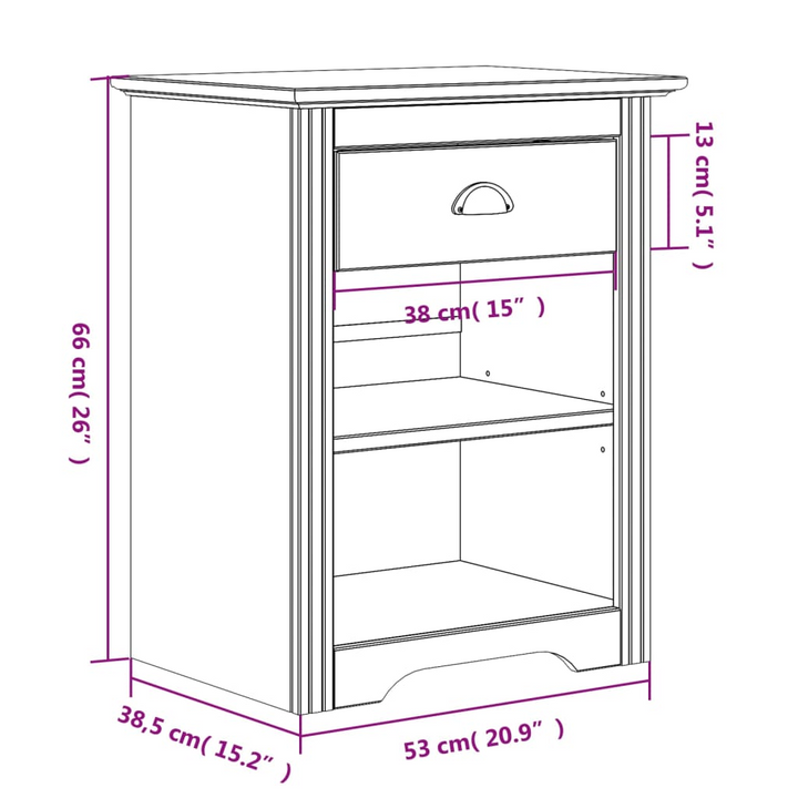 BODO Bedside Cabinet in White - Solid Pine Wood, French Style Nightstand with Storage & Metal Handle - Premium  from Home Treasures - Just £70.99! Shop now at Home Treasures