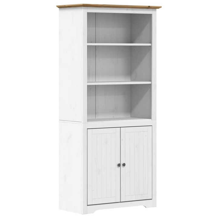 BODO French Style Bookcase in White & Brown 80x40x172 cm | Solid Pinewood, Ample Storage with Doors - Premium  from Home Treasures - Just £252.99! Shop now at Home Treasures