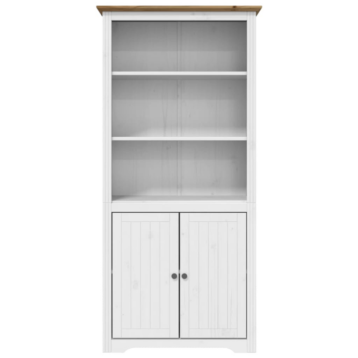 BODO French Style Bookcase in White & Brown 80x40x172 cm | Solid Pinewood, Ample Storage with Doors - Premium  from Home Treasures - Just £252.99! Shop now at Home Treasures