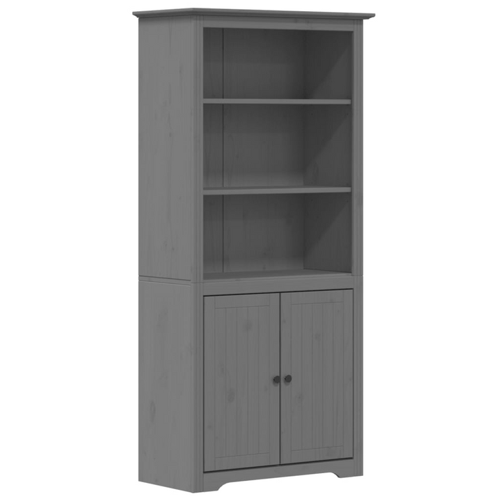 BODO Solid Pine Wood Bookcase in Grey - 80x40x172 cm | French Design Shelving Unit - Premium  from Home Treasures - Just £232.99! Shop now at Home Treasures