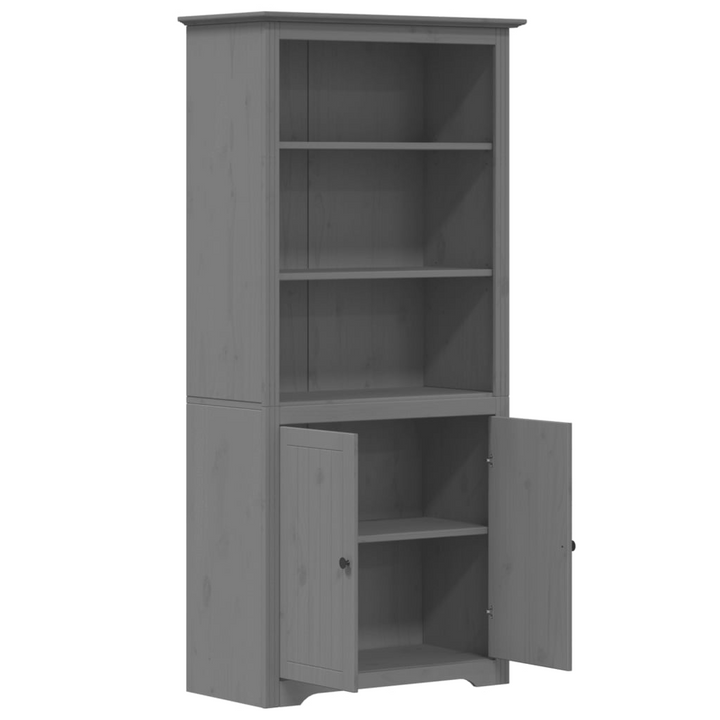 BODO Solid Pine Wood Bookcase in Grey - 80x40x172 cm | French Design Shelving Unit - Premium  from Home Treasures - Just £232.99! Shop now at Home Treasures