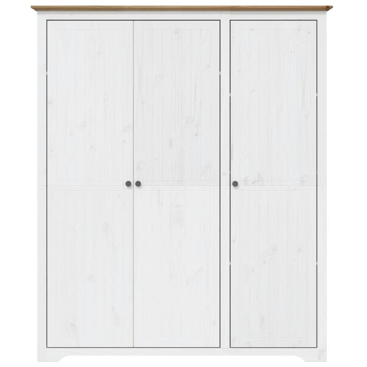 BODO French Style Wardrobe - White & Brown - 151.5x52x176.5cm - Modern Solid Pine Wood Storage - Premium  from Home Treasures - Just £427.99! Shop now at Home Treasures