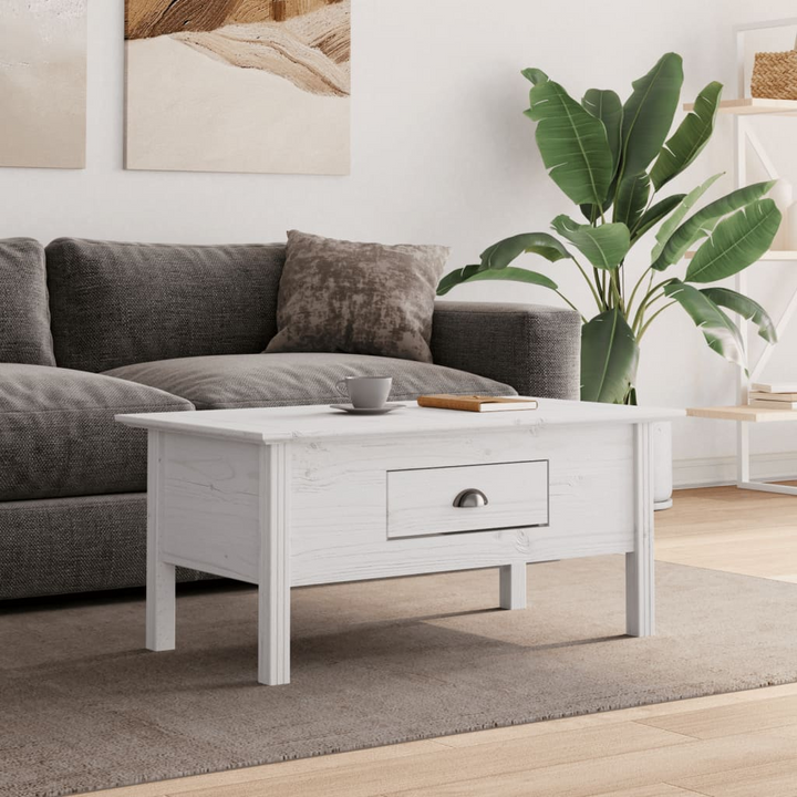 BODO Coffee Table - Elegant French-Style White Table, Durable Solid Pine Wood, 100x55x45 cm - Premium  from Home Treasures - Just £76.99! Shop now at Home Treasures