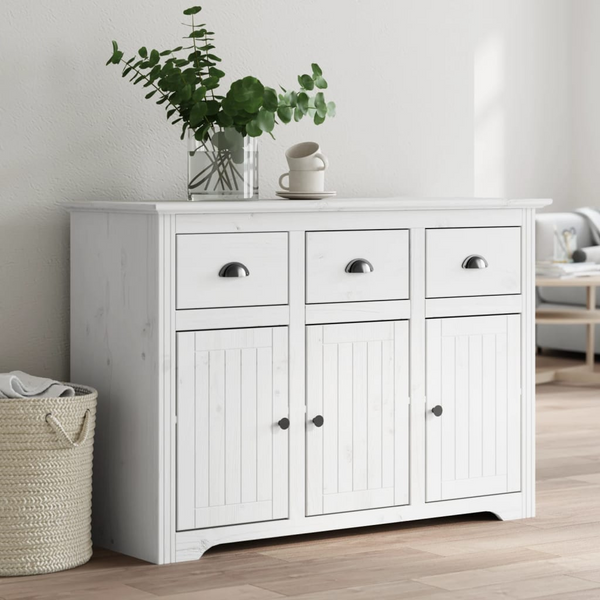 BODO White Sideboard 115x43x79.5 cm - Solid Pine Wood, French Elegance, Ample Storage - Premium  from Home Treasures - Just £242.99! Shop now at Home Treasures