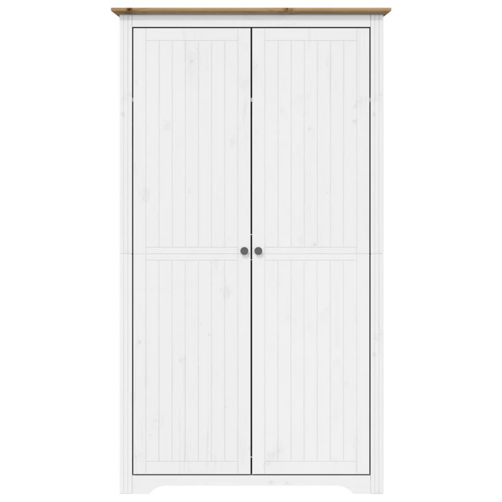 BODO Solid Wood Pine Wardrobe - White & Brown | 101x52x176.5 cm | French Style Storage Solution - Premium  from Home Treasures - Just £266.99! Shop now at Home Treasures