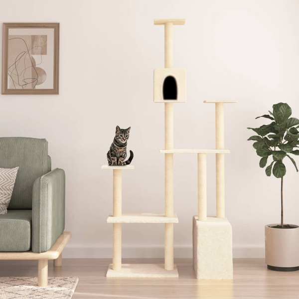 Cat Tree with Sisal Scratching Posts Cream 180 cm - Premium  from Home Treasures - Just £69.99! Shop now at Home Treasures