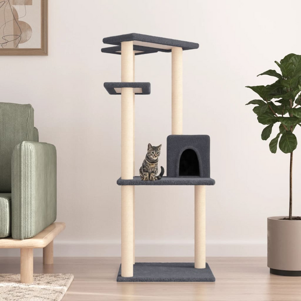 Cat Tree with Sisal Scratching Posts Dark Grey - 123 cm - Premium  from Home Treasures - Just £49.99! Shop now at Home Treasures