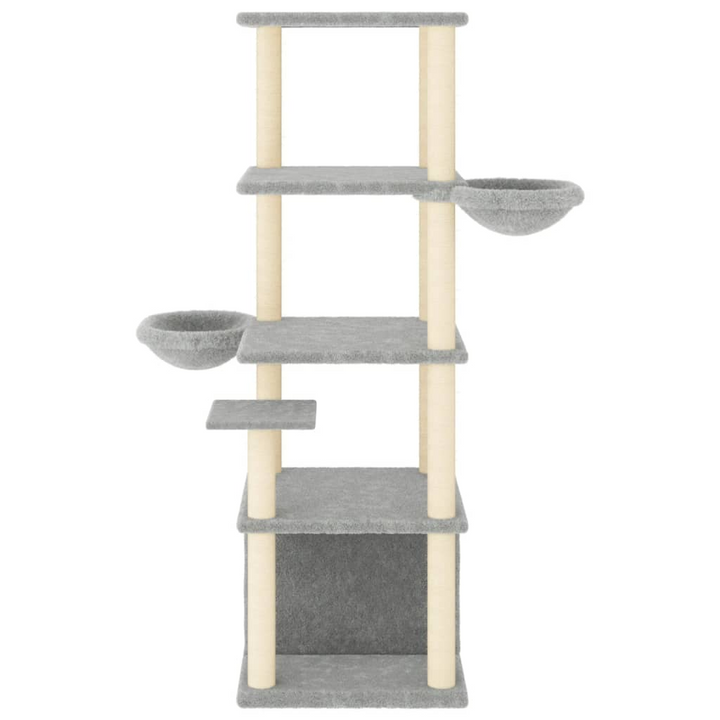 Light Grey Cat Tree with Sisal Scratching Posts - Multi-Level Cat Tower with Baskets, House & Platforms - Premium  from Home Treasures - Just £63.99! Shop now at Home Treasures