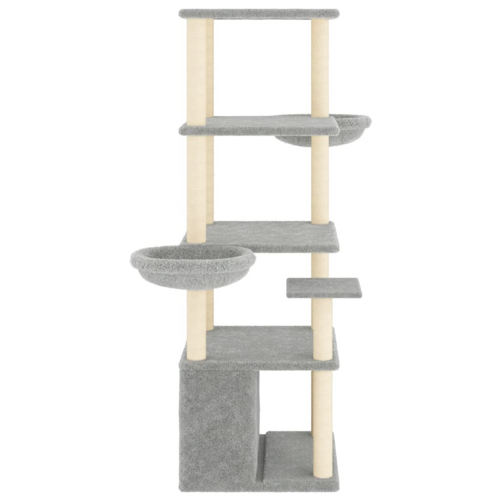 Light Grey Cat Tree with Sisal Scratching Posts - Multi-Level Cat Tower with Baskets, House & Platforms - Premium  from Home Treasures - Just £63.99! Shop now at Home Treasures