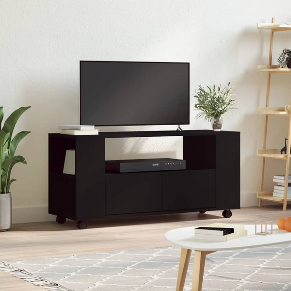 Black TV Cabinet - 102x34.5x43 cm - Engineered Wood - Modern & Durable Entertainment Stand - Premium  from Home Treasures - Just £59.99! Shop now at Home Treasures