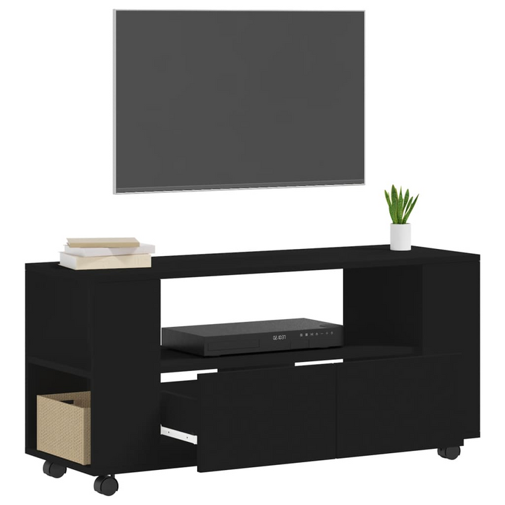 Black TV Cabinet - 102x34.5x43 cm - Engineered Wood - Modern & Durable Entertainment Stand - Premium  from Home Treasures - Just £59.99! Shop now at Home Treasures