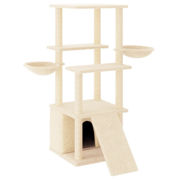 Cat Tree with Sisal Scratching Posts Cream 133 cm - Premium  from Home Treasures - Just £48.99! Shop now at Home Treasures