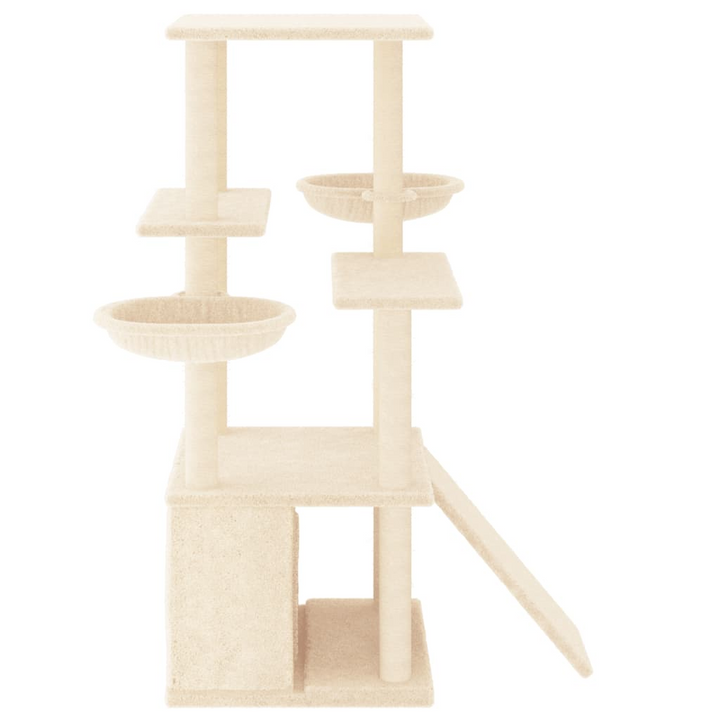 Cat Tree with Sisal Scratching Posts Cream 133 cm - Premium  from Home Treasures - Just £48.99! Shop now at Home Treasures