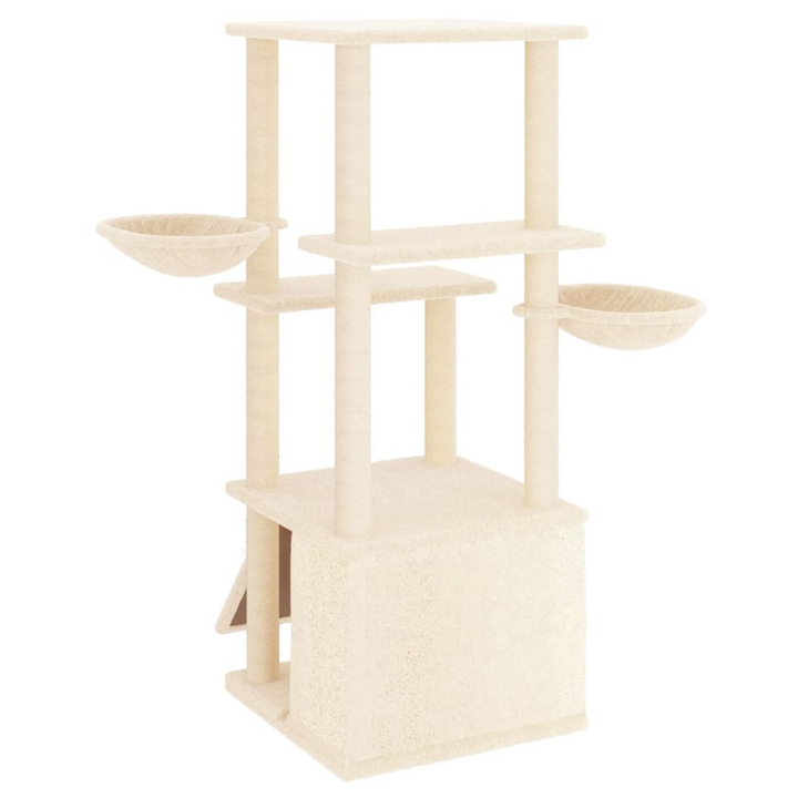 Cat Tree with Sisal Scratching Posts Cream 133 cm - Premium  from Home Treasures - Just £48.99! Shop now at Home Treasures