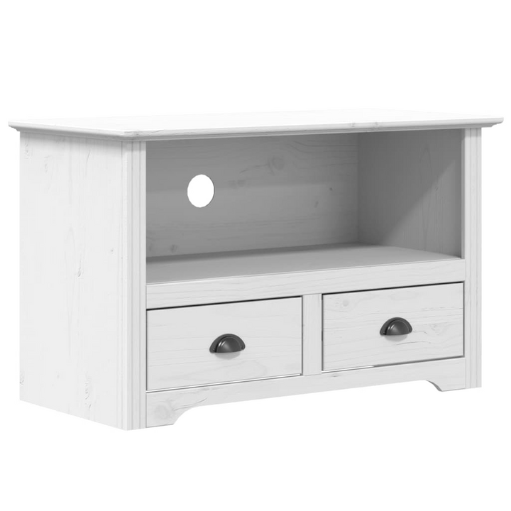 BODO White TV Cabinet with 2 Drawers – Solid Pine Wood, French Style Media Unit (91x43x56 cm) - Premium  from Home Treasures - Just £101.99! Shop now at Home Treasures