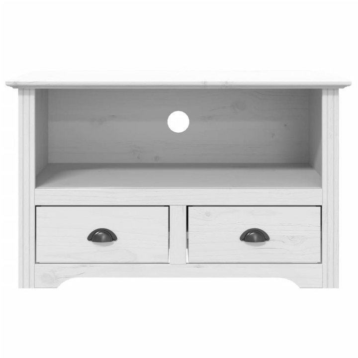 BODO White TV Cabinet with 2 Drawers – Solid Pine Wood, French Style Media Unit (91x43x56 cm) - Premium  from Home Treasures - Just £101.99! Shop now at Home Treasures