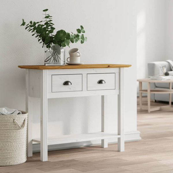 BODO Console Table 90x34.5x73 cm - Elegant Solid Pine Wood in Rustic White & Brown Finish - Premium  from Home Treasures - Just £108.99! Shop now at Home Treasures