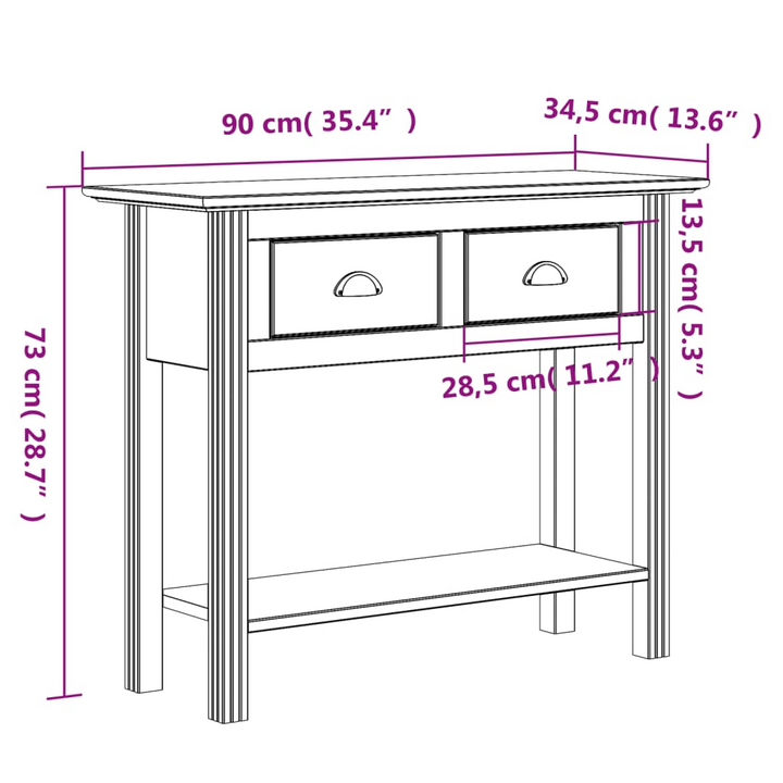 BODO Console Table 90x34.5x73 cm - Elegant Solid Pine Wood in Rustic White & Brown Finish - Premium  from Home Treasures - Just £108.99! Shop now at Home Treasures