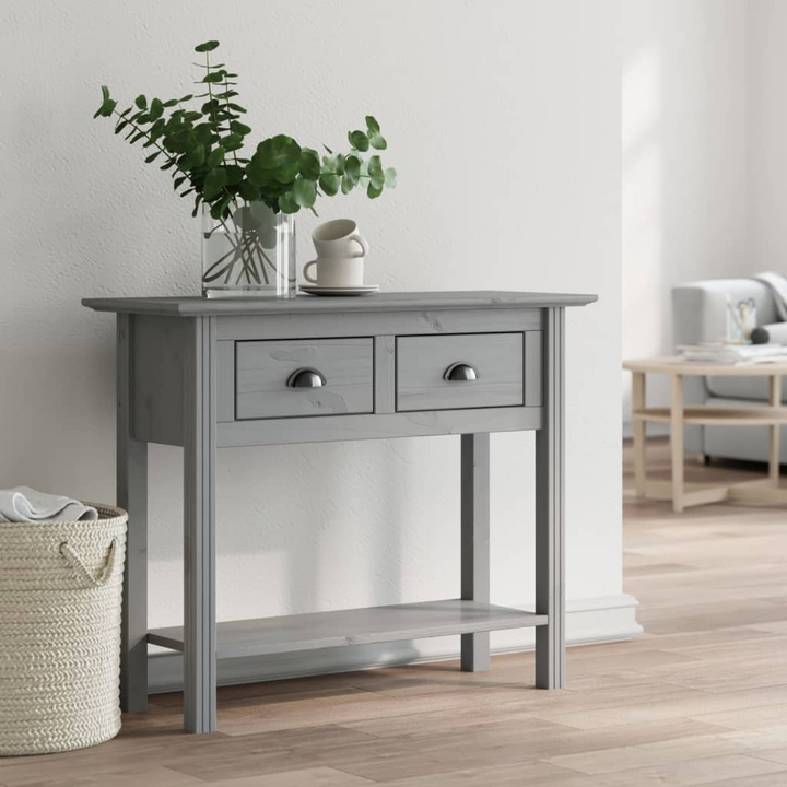 BODO Console Table in Grey - French Style, Solid Pine Wood, 2 Drawers, 90x34.5x73 cm - Premium  from Home Treasures - Just £89.99! Shop now at Home Treasures