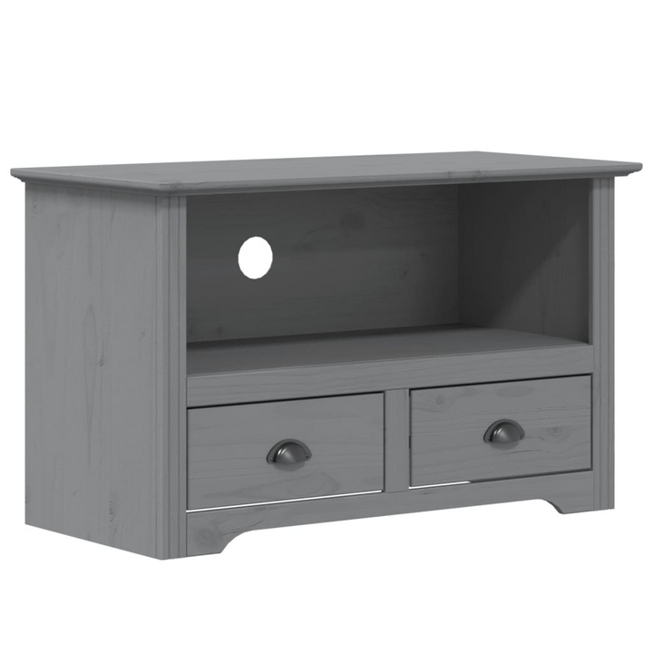 BODO TV Cabinet with 2 Drawers in Grey | Solid Pine Wood, French Style, Ample Storage, Metal Handles - Premium  from Home Treasures - Just £101.99! Shop now at Home Treasures