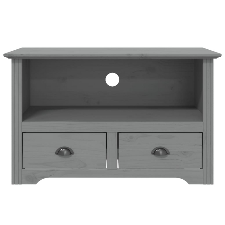 BODO TV Cabinet with 2 Drawers in Grey | Solid Pine Wood, French Style, Ample Storage, Metal Handles - Premium  from Home Treasures - Just £101.99! Shop now at Home Treasures