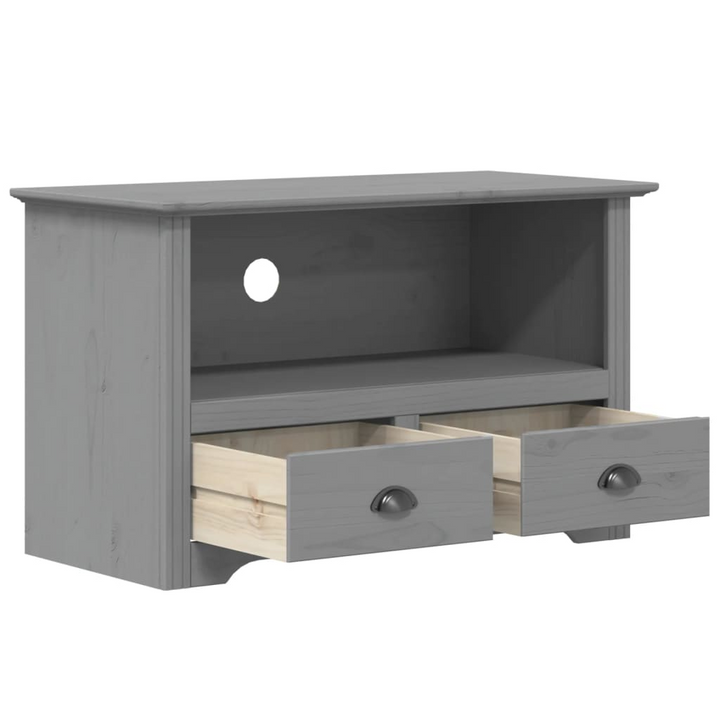 BODO TV Cabinet with 2 Drawers in Grey | Solid Pine Wood, French Style, Ample Storage, Metal Handles - Premium  from Home Treasures - Just £101.99! Shop now at Home Treasures