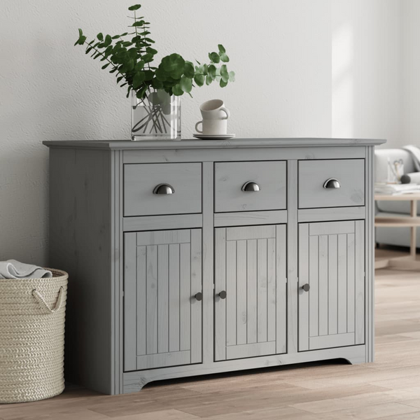 Elegant BODO Sideboard in Grey 115x43x79.5 cm - Solid Pine Wood Cabinet with French Design & Ample Storage - Premium  from Home Treasures - Just £242.99! Shop now at Home Treasures