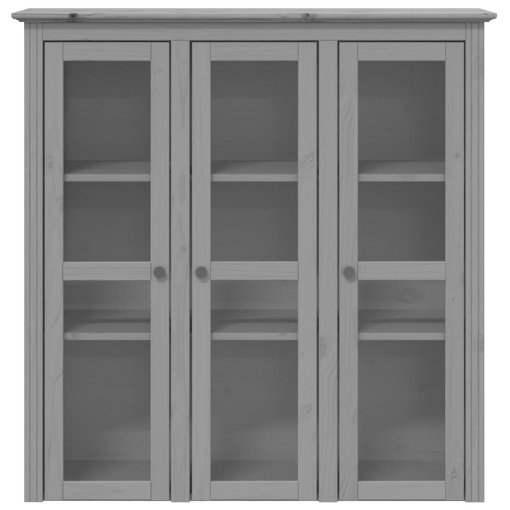 Elegant BODO Solid Pine Wood Cabinet with Glass Doors in Grey - 115.5x38.5x118 cm | Stylish Storage Solution - Premium  from Home Treasures - Just £278.99! Shop now at Home Treasures