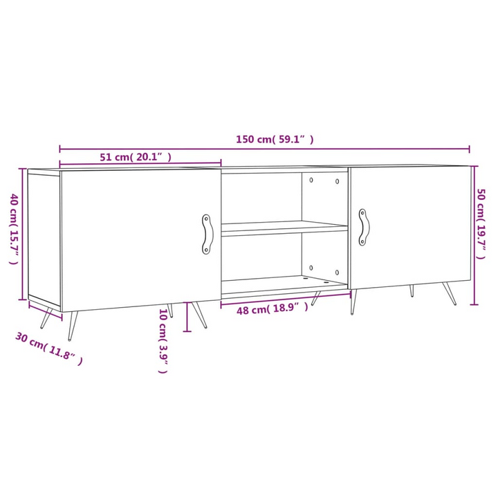 Elegant High Gloss White TV Cabinet with Ample Storage - 150 x 30 x 50 cm - Premium  from Home Treasures - Just £83.99! Shop now at Home Treasures