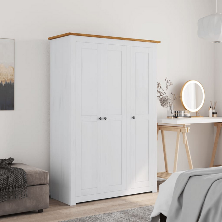 PANAMA 3-Door Wardrobe White 118x50x171.5 cm Solid Pine - Stylish & Durable Storage Solution for Your Bedroom - Premium  from Home Treasures - Just £456.99! Shop now at Home Treasures