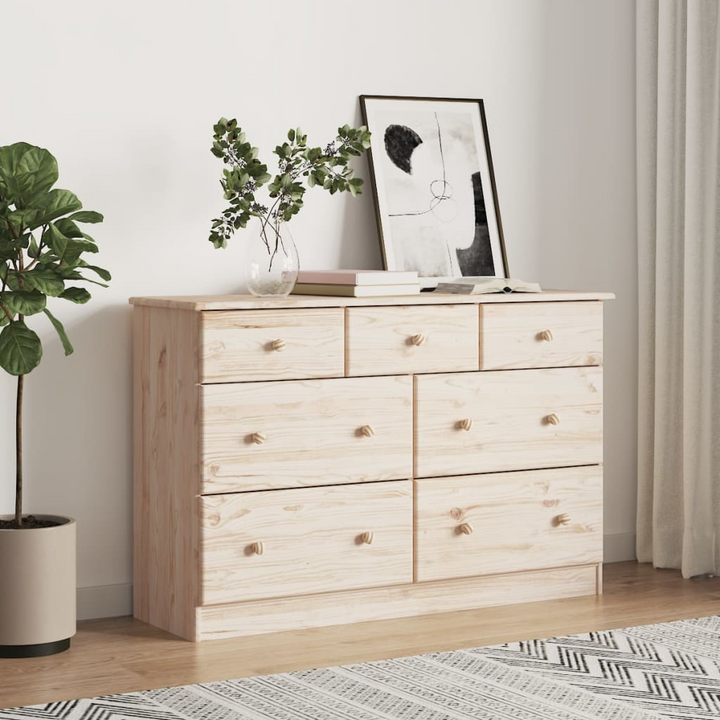 ALTA Solid Wood Pine Chest of Drawers – 7 Drawers, Durable & Stylish Storage Solution, 112x35x73 cm - Premium  from Home Treasures - Just £232.99! Shop now at Home Treasures