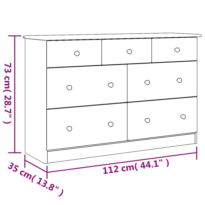 ALTA Solid Wood Pine Chest of Drawers – 7 Drawers, Durable & Stylish Storage Solution, 112x35x73 cm - Premium  from Home Treasures - Just £232.99! Shop now at Home Treasures