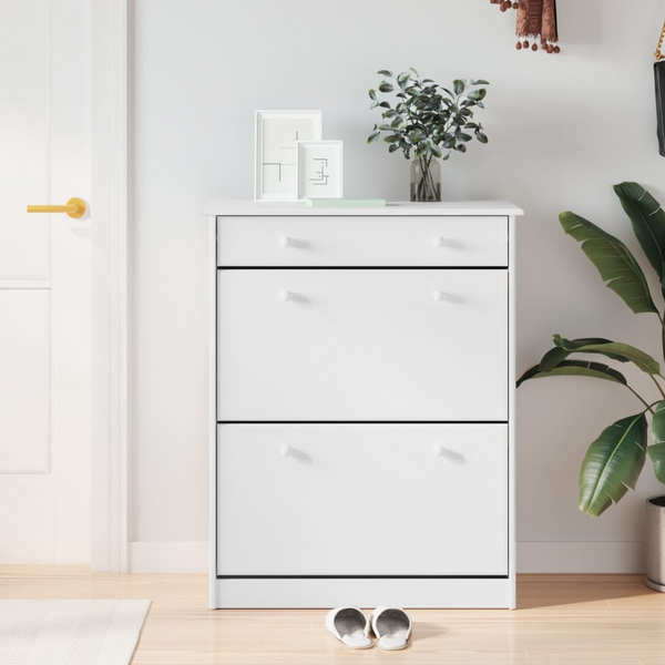 ALTA Shoe Cabinet in White | Solid Pine Wood | Modern & Space-Saving Design | 77x35x96 cm - Premium  from Home Treasures - Just £142.99! Shop now at Home Treasures