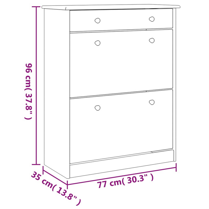 ALTA Shoe Cabinet in White | Solid Pine Wood | Modern & Space-Saving Design | 77x35x96 cm - Premium  from Home Treasures - Just £138.99! Shop now at Home Treasures