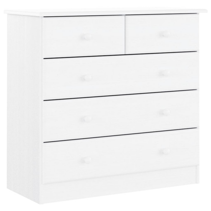 ALTA Chest of Drawers - Solid Pine Wood, White Finish, 5 Drawers, 77x35x73 cm, Classic Storage Cabinet - Premium  from Home Treasures - Just £152.99! Shop now at Home Treasures