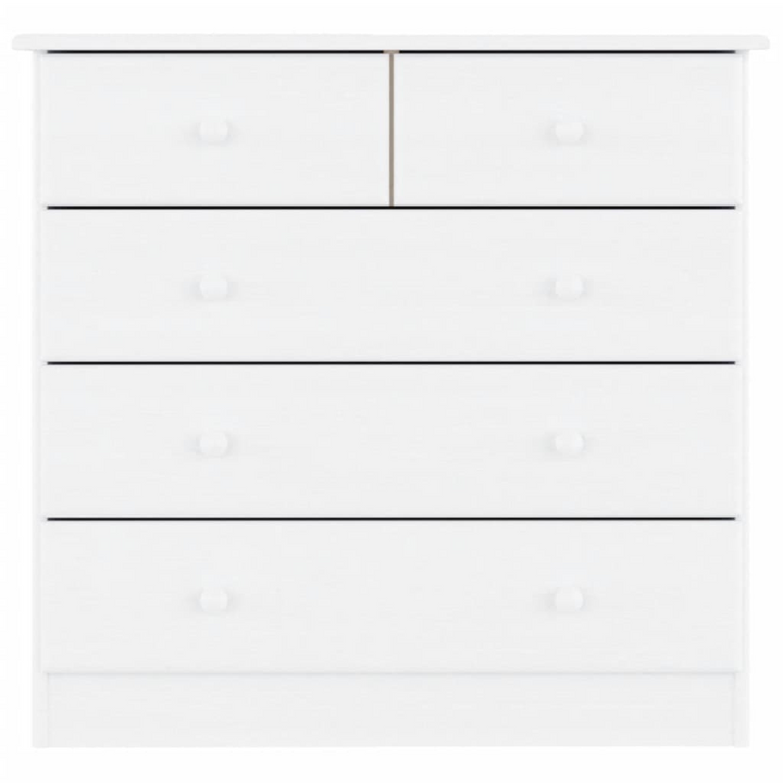 ALTA Chest of Drawers - Solid Pine Wood, White Finish, 5 Drawers, 77x35x73 cm, Classic Storage Cabinet - Premium  from Home Treasures - Just £152.99! Shop now at Home Treasures