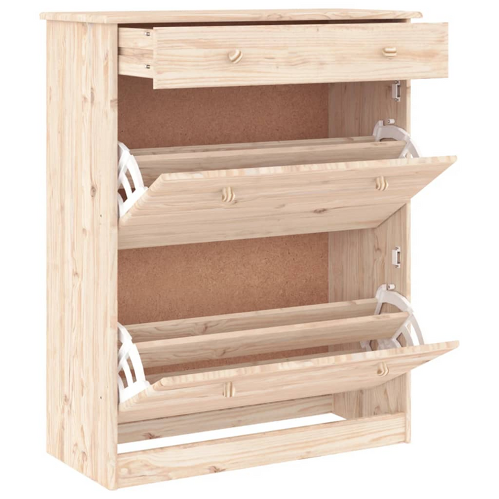 ALTA Shoe Cabinet - Solid Pine Wood, 2 Flip Doors & Drawer, Rustic 77x35x96 cm - Premium  from Home Treasures - Just £129.99! Shop now at Home Treasures