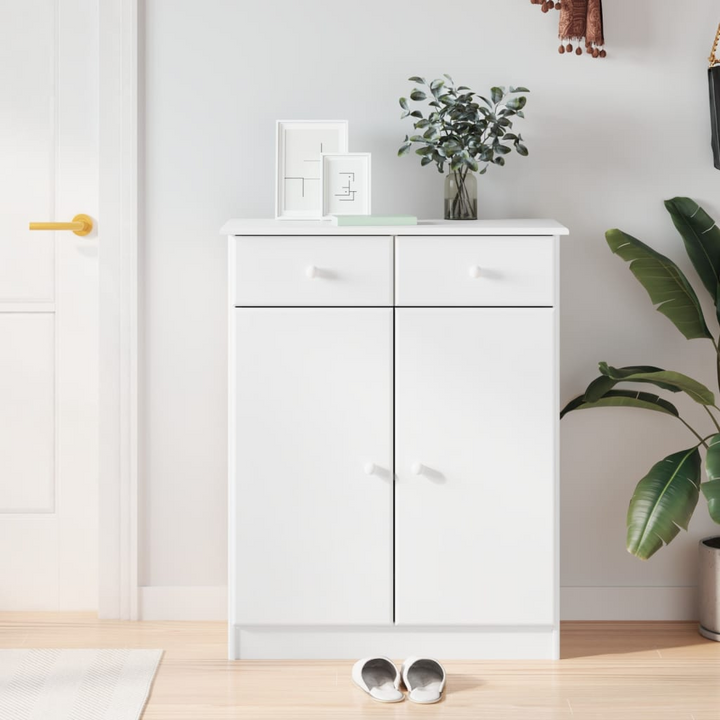 ALTA White Solid Pine Shoe Cabinet – 2 Doors & 2 Drawers, 77x35x96 cm | Durable & Stylish Storage - Premium  from Home Treasures - Just £135.99! Shop now at Home Treasures