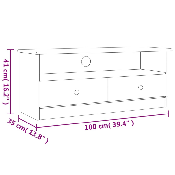 ALTA Solid Wood Pine TV Cabinet with Drawers 100x35x41 cm - Rustic & Durable Storage Solution - Premium  from Home Treasures - Just £71.99! Shop now at Home Treasures