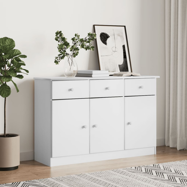 ALTA Sideboard in Elegant White, Solid Pine Wood, Spacious Storage, 112x35x73 cm | Stylish Living Room Furniture - Premium  from Home Treasures - Just £163.99! Shop now at Home Treasures