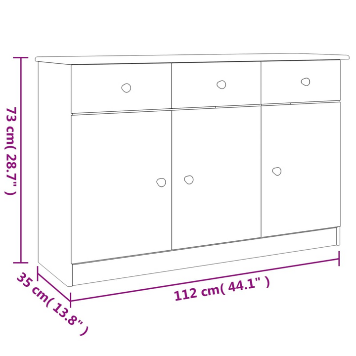 ALTA Sideboard in Elegant White, Solid Pine Wood, Spacious Storage, 112x35x73 cm | Stylish Living Room Furniture - Premium  from Home Treasures - Just £163.99! Shop now at Home Treasures