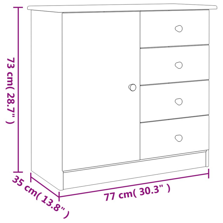 ALTA White Sideboard - Durable Solid Pine Wood Storage Cabinet, 77x35x73 cm - Premium  from Home Treasures - Just £110.99! Shop now at Home Treasures