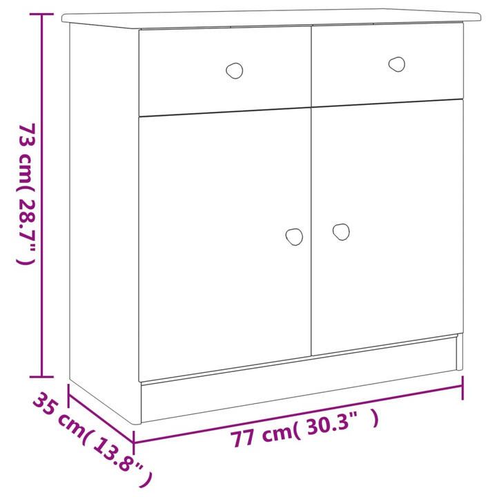 ALTA Solid Wood Pine Sideboard - Elegant White Storage Solution for Living Room, 77x35x73 cm - Premium  from Home Treasures - Just £123.99! Shop now at Home Treasures