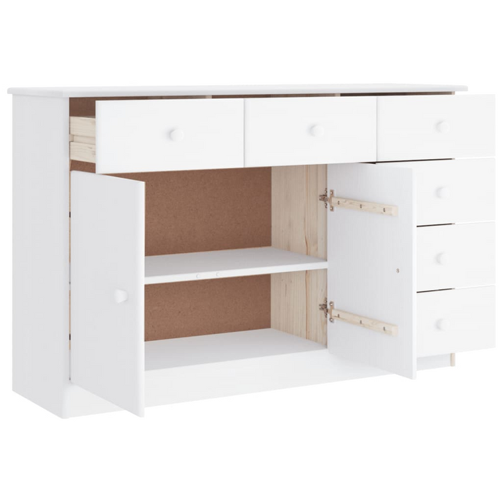 ALTA Sideboard in White - 112x35x73 cm Solid Pine Wood Storage Cabinet with Drawers - Premium  from Home Treasures - Just £152.99! Shop now at Home Treasures